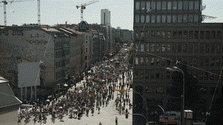 Aerial View Time Lapse of Anti Corona Demonstration in Berlin