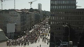 Aerial View Time Lapse of Anti Corona Demonstration in Berlin